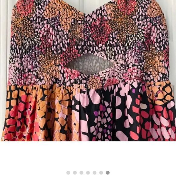 Anthropologie Dress geisha designs tiered cut out pleated maxi beaded print Med - Picture 6 of 13